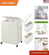 90L Rattan Laundry Basket with Wheeled Base - Ideal for Effortless Organ... - $1,597.12 MXN