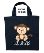 Monkey Trick or Treat Bag, Personalized Monkey Halloween Bag, Monkey Loo... - £9.45 GBP+