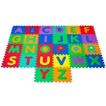 Foam Floor Alphabet Puzzles Mat For Kids 26 Interlocking Tiles 6 Feet Wide - $51.29