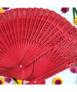 8 x Sandalwood Fragrant hand fans Laser Cut Light Red Wedding Party Favo... - $34.64