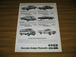 1979 Print Ad &#39;79 Chrysler,Dodge,Plymouth Cars, Pickup Trucks, Vans - £8.33 GBP