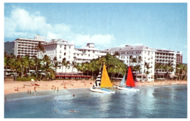 Moana Hotel &amp; Princess Kaiulani Hotel Waikiki Beach Postcard 1965 - £5.49 GBP