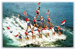 Human Waterski Pyramid Cypress Gardens Florida FL UNP Chrome Postcard S7 - £2.65 GBP