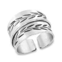 Meaningful Carved Two Way Street Olive Branch Sterling Silver Adjustable Ring - £18.98 GBP