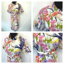 British Lady Dress Vintage 1960s size 20 Belted Peekaboo Collar Tie Multi DS4 - £33.45 GBP