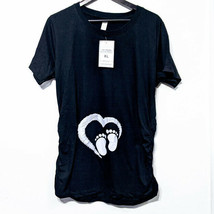 Decrum Black Maternity Shirt, Baby Footprints, Size XL - £9.90 GBP