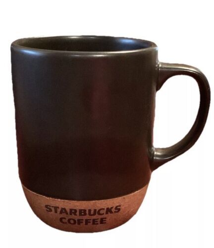 2009 Starbucks Cork Bottom Large 18oz Black Ceramic Coffee Mug Tea Cup HTF - $16.95