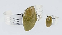 Jay King DTR Sterling Silver Cuff &amp; Ring Set w/ Green Jasper - £197.02 GBP