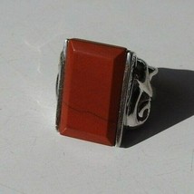 Sterling Silver 925 Red Jasper Ring With Ornate Band, Size 6 - £26.10 GBP