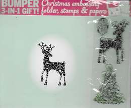 Christmas Papers &amp; Stamp Set. No Embossing Folder - $5.00
