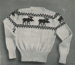 Vtg 40&#39;s Regent Hand Knit Maple Leaf Diamond  Argyle Socks Moose Sweater... - $12.99