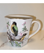 Vintage Octagon Porcelain Mug Birds Blossoms Art 3.5” Coffee Cup Made in... - $146.84 MXN