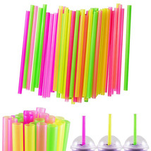 200 Pcs Neon Drinking Straws Smoothie Milkshake Tea Plastic Party Favors Large - £25.14 GBP