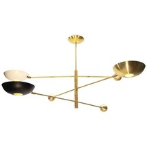 Mid Century Chandelier Handmade Brass Sputnik Chandelier 3 Disk Light Mo... - £370.07 GBP