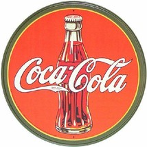 Coca Cola Coke Bottle Round Advertising Vintage Retro Style Metal Tin Si... - £11.91 GBP