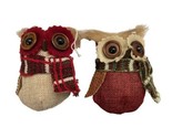 Plush Hoot Owls Cabin Themed Rustic Fabric Christmas Ornaments Lot of 2 ... - $10.74