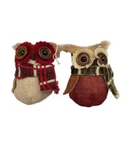 Plush Hoot Owls Cabin Themed Rustic Fabric Christmas Ornaments Lot of 2 NWTs  - £8.38 GBP