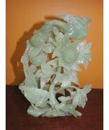Chinese 8.5" Pheasant Bird Tree Quartz Jade Jadeite Nephrite celadon carved VINT - $26,320.43 MXN