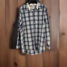 Stanford Prep Shirt XL Plaid Long Sleeve Button Down Blue White Yellow P... - £10.80 GBP