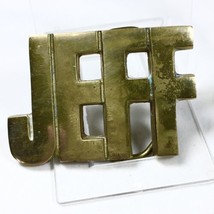 Vintage Belt Buckle JEFF Mans Name Cut Spelled Out 2.6&quot; X 1.8&quot; Brass - £22.80 GBP