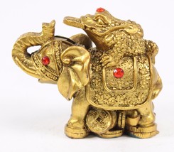 Feng Shui 3&quot; Money Frog On Elephant Figurine Wealth Figurine Gift &amp; Home Decor - £17.51 GBP