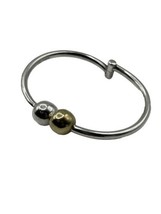 Sterling Silver Mexico Taxco Torc Cuff Hinged Ball Bead Gold Bracelet TO34 23.2g - £35.57 GBP