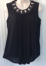 MW Collection Black Crochet Lace Tunic Blouse Peasant Top size 6/8/S /Sl... - $9.90