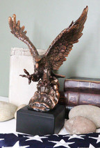 American Bald Eagle Swooping With Claws Over Waves Bronze Electroplated Figurine - £54.68 GBP