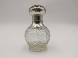 Empty VTG AVON Pressed Glass Perfume Spray Bottle with Silver Color Metal Cap 4&quot; - £9.34 GBP