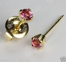 New Personal Ear Piercer 24k Gold 3mm October Pink Studs w/Gel, Gun, Marker - £11.56 GBP