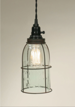 NEW! Half Gallon Caged Mason Jar Open Bottom Industrial Pendant Light Lamp Retro - £65.86 GBP