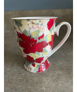 Elegance Red Floral Coffee Tea Mug Poinsettias Flowers - $4.74