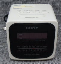 Vintage Clock Radio Sony Dream Machine AM/FM Dual Alarm White ICF-C121 R... - £15.97 GBP