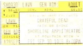 Grateful Dead Konzert Ticket Stumpf September 30 1988 Mountain Blick California - £42.02 GBP
