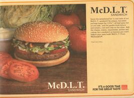 McDonald's McD L T Placemat 1986 It's A Good Time For the Great Taste  - $15.84