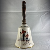 Vintage Norman Rockwell Ski Skills Christmas Bell - ©1981 Gorham Fine China - £7.38 GBP