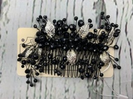 Halloween Headpiece Black Hair Comb Silver Leaves Headpiece Vintage Style Women - £11.89 GBP