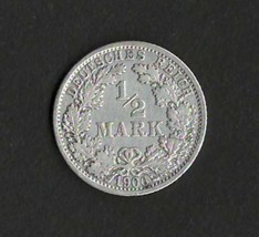 GERMANY 1906 Fine Silver Coin 1/2 Mark KM # 17                  dc4 - $11.75