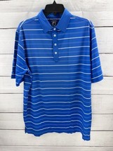 FootJoy Athletic Fit Polo Shirt Striped Short Sleeve Performance Blue Me... - £10.30 GBP
