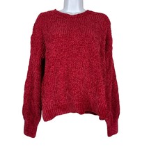 Pink Rose Womens Sweater Size Medium Red Crewneck Pullover Knit - £10.76 GBP
