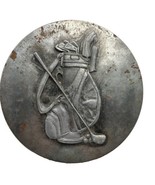 Metzke Pewter Golf Club Bag Tin Vintage 1985 8&quot; Round -Rust Spots on Lid - $15.93 CAD
