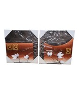 Japanese Canvas Wall Art Flowers Wrap Elegant Wieco 2PC 12x12 Hand-Painted - £28.99 GBP