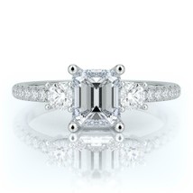 Emerald Cut 2.80Ct Simulated Diamond Engagement Ring 14k White Gold in Size 6.5 - £197.76 GBP