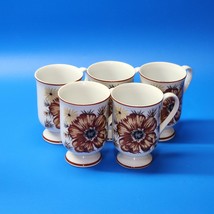 Vintage Royal Domino Mountain Wood Footed Coffee Tea Cup Mugs - Set Of 5 - Cl EAN - £26.41 GBP