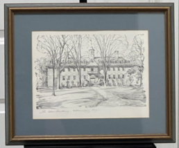 Vtg Charles Overly Pencil Sketch Drawing The Wren Building Wmsburg VA 17... - £42.49 GBP