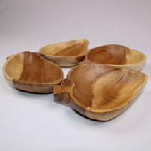 Creative Co-Op Fruit Shaped Bowls Set Of 4 Natural Wood Bowls Almond Color - £15.39 GBP