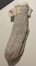 NEW Fuzzy Long Shimmer Slippers Socks Non Skid Sequin Women&#39;s Sizes 8-10 Beige - £8.77 GBP