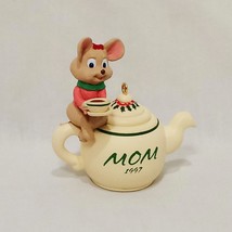 Mouse Mom Teapot Tea Cup Christmas Ornament 1997 Hallmark 2&quot; Bob Siedler - £12.33 GBP