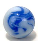 Big Vintage Marble - 26mm / 1&quot; - Milk Glass w/ Blue Swirl Patch - Masher - €8,30 EUR