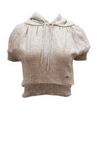 Dsquared² Top Cropped Hoodie Top With Embellishment In Cotton Women Grey Xs - $220.40